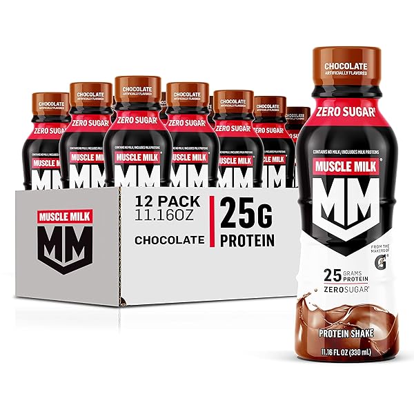 MUSCLE MILK GENUINE PROTEIN SHAKE, CHOCOLATE, 25G PROTEIN, 11.16 FL OZ (PACK OF 12), PACKAGING MAY VARY