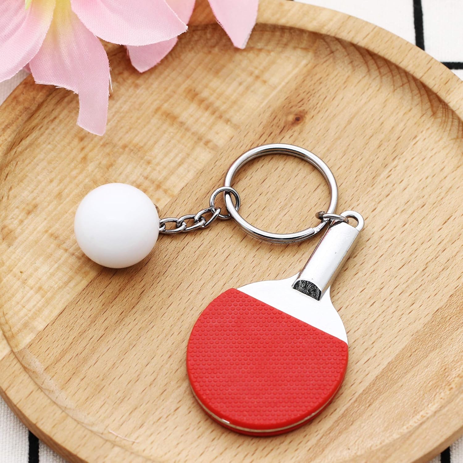 "KENYG Personalized Gift Table Tennis Keychain Creative Metal keyrings Handmade Sports Jewellery Report" (Red) - Image 5
