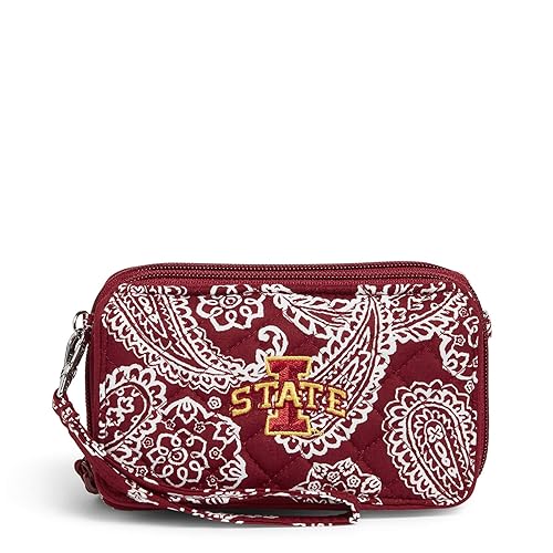 Vera Bradley Women's Cotton Collegiate All in One Crossbody Purse With RFID Protection (Multiple Teams Available), Iowa State University Cardinal/White Bandana, One Size - Amazon deal for $43.20
