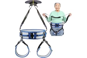 Gait Belt with Leg Straps, Medical Nursing Transfer Belt with 10 Handles and Adjustable Quick Release buckles for elderly and