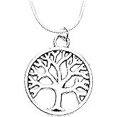Silver tree of life charm necklace