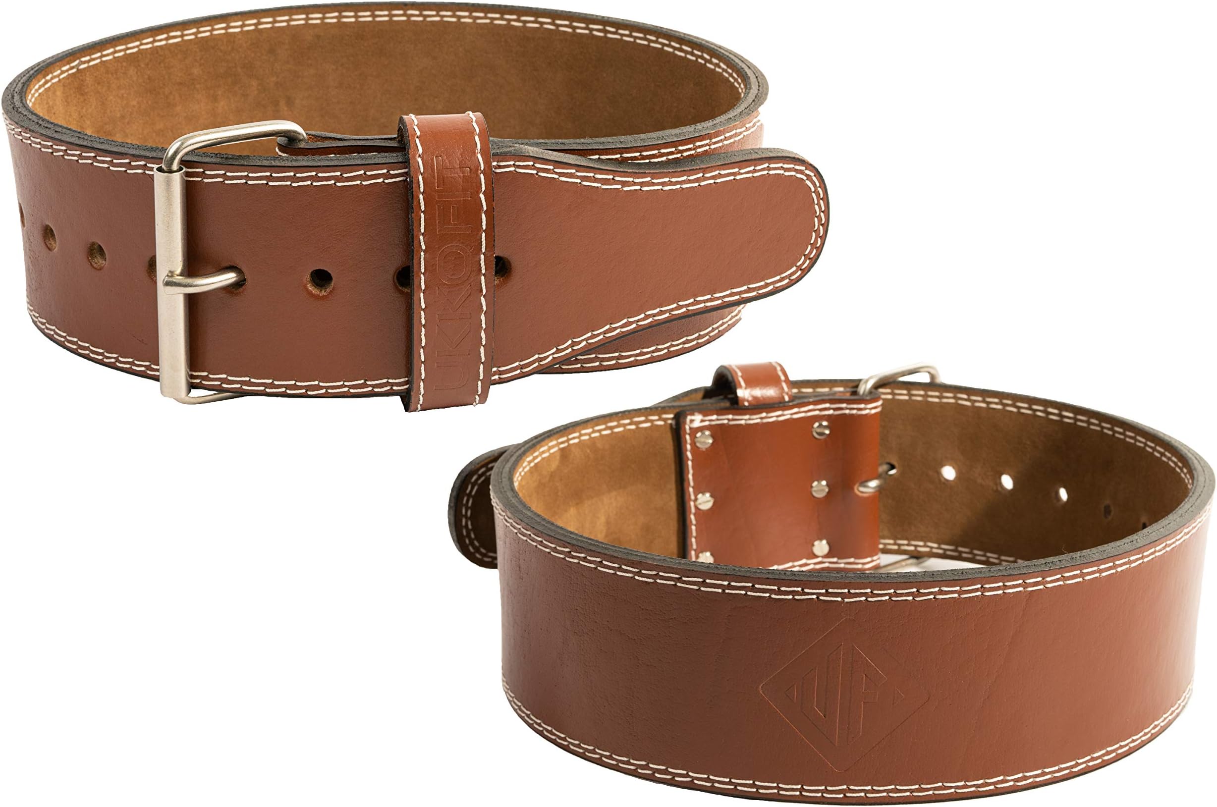 UKKO FIT 4-Inch-Wide by 10mm Thick Genuine Top Grain Leather Weight Belt Weightlifting Belt, Weight Lifting Belt, with Single Prong Buckle for Deadlifts, Crossfit, Squats, Powerlifting