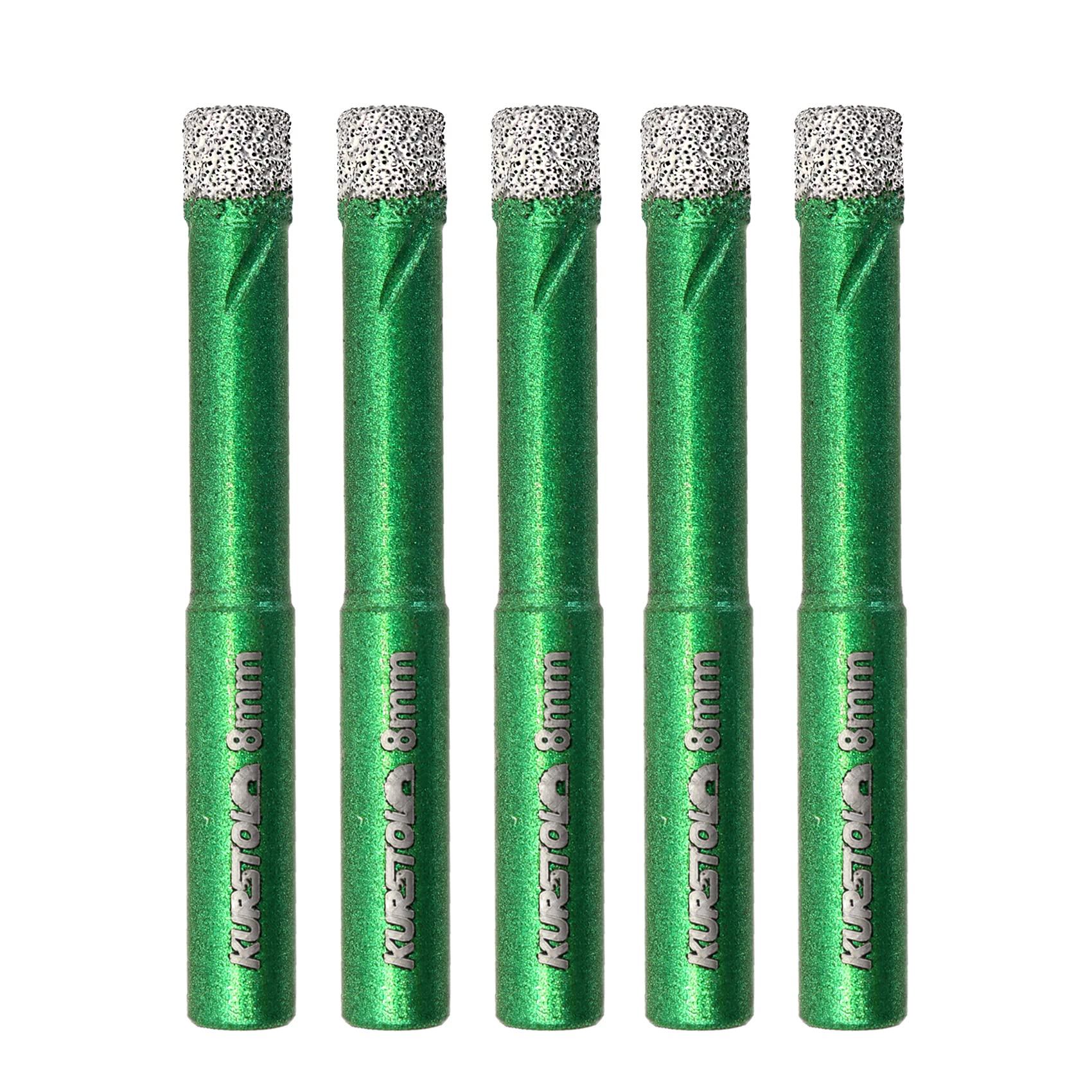 Dry Diamond Drill Bit Set - Diamond Tipped Hole Saw Bit for Porcelain Tile Ceramic Marble Granite Stone,Diamond Core Drill Bit Kit Round Shank Fixed on Drills,No.K2(5pcs 8mm)