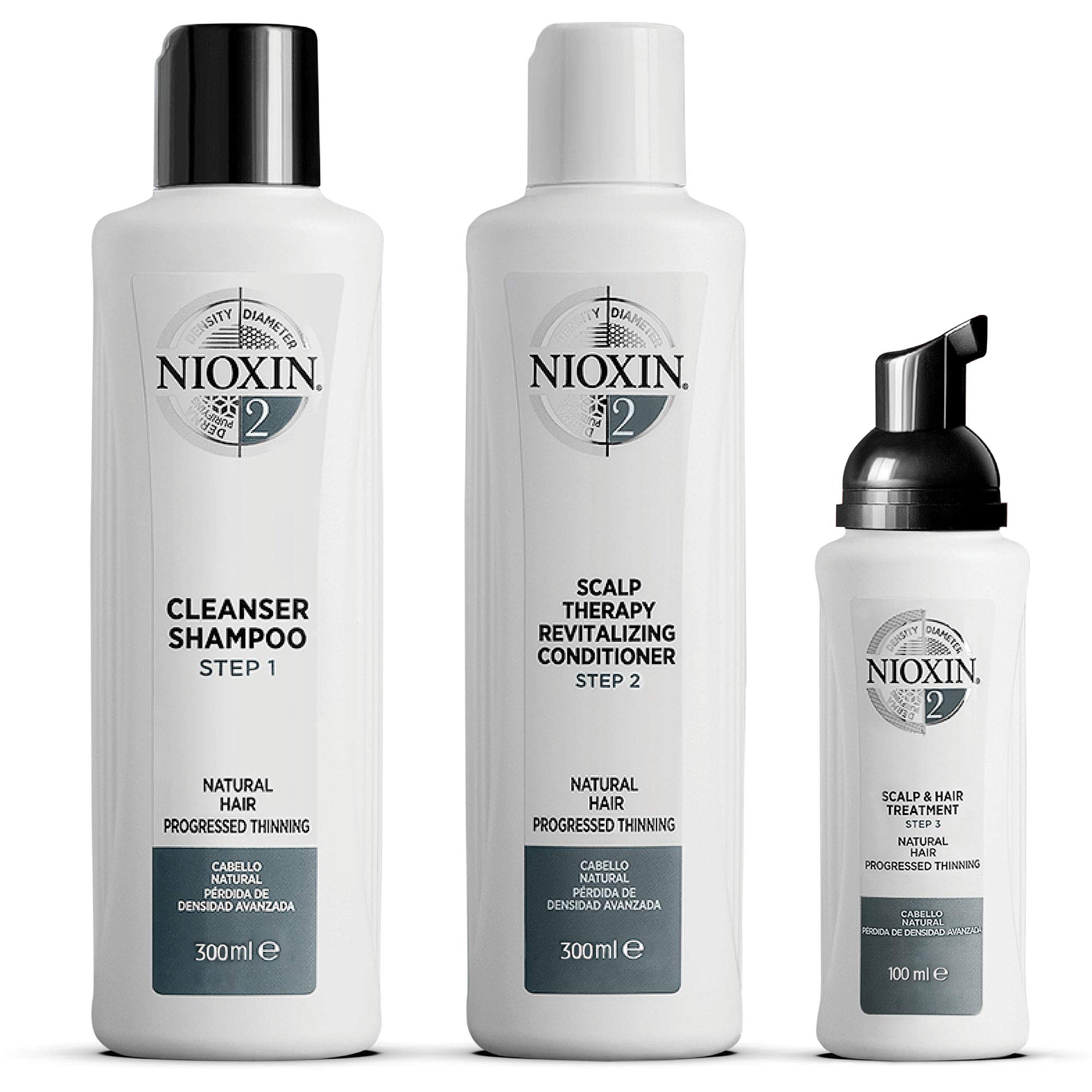Nioxin 3-Part System, System 2 Natural Hair with Progressed Thinning, Hair Thickening Treatment, Scalp Therapy, Loyalty Kit