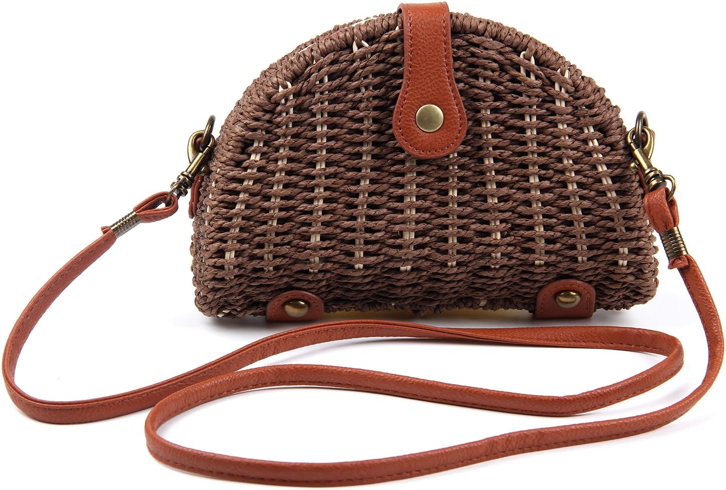 Oweisong Women Handmade Straw Crososbody Handbags Summer Travel Beach Shoulder Tote Top Handle Purse