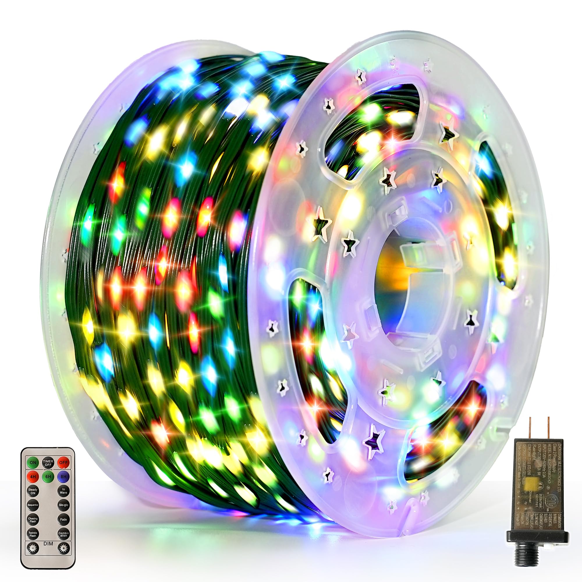 Photo 1 of *** MISSING REMOTE & OTHER PIECES**** Domolli Christmas Lights 1200 LED 394 FT, IP67 Waterproof Christmastree Lights with 8 Modes, Remote Control 3 Timers & Memory Function Xmas Decorations for House and Holiday (Multicolor)