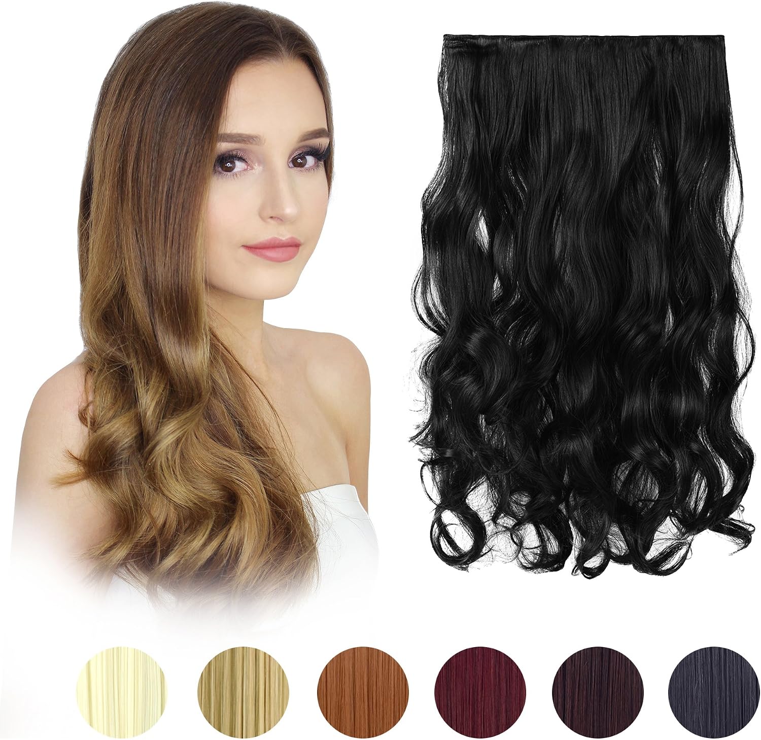 Feshfen 20 One Piece 3 4 Full Head Clip In Hair Extensions Long