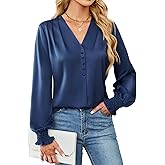 BMJL Women's Blouses Dressy Casual Satin Silk Long Sleeve Shirts Business Casual Tops