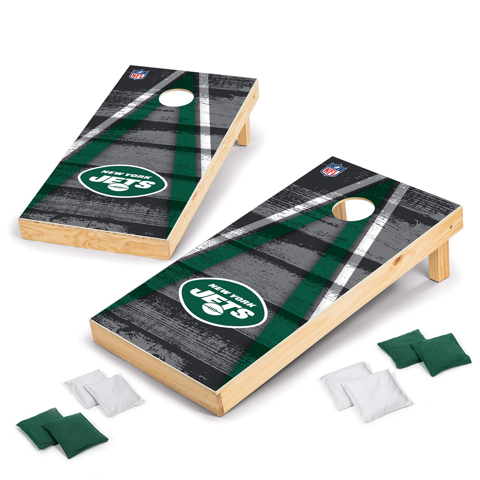 Wild Sports 2' x 4' Wood Tournament Cornhole Set - Direct Printed - New York Jets- perfect for Backyard, Beach, Park, Tailgates, Outdoors and Indoors Image