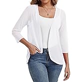 VIISHOW Women's Casual 3/4 Sleeve Lightweight Cardigan Open Front Summer Cardigans 2026 Trendy Shrug Coverups