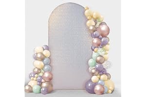 Friiko Wedding Arch Cover Sequin & Fabric 2-Sided Use 7.2FT Wedding Arch Stand Covers Round Top Chiara Arch Stand Cover for Wedding Birthday Party Baby Shower Ceremony Banquet Decoration, Colorful