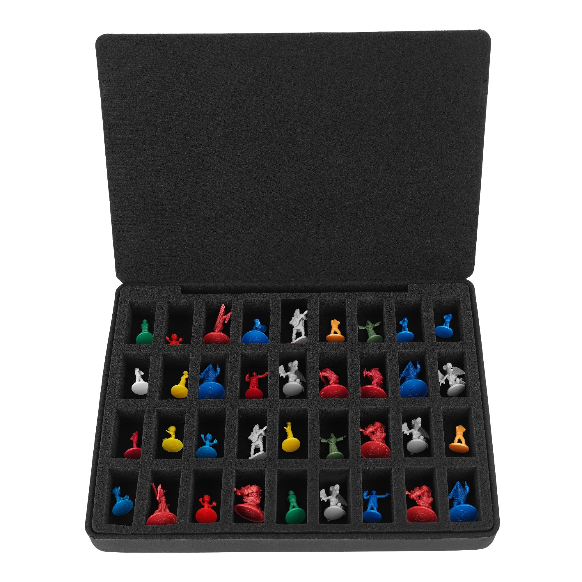 Minahao Hard EVA Minature Figure Box - 36 Slot Figurine Carrying Case,Pre-grooved Foam Layer Compatible with 40k, DND & All Small Based Miniatures (Case Only) (Black)