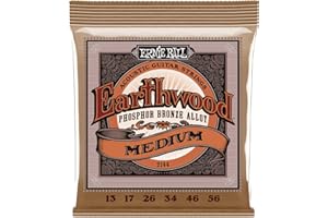 Ernie Ball Earthwood Medium - Cuerdas para guitarra acústica, bronce fosforado, calibre 13-56