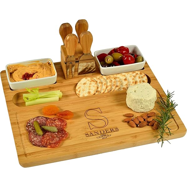 Patented Personalized Monogrammed Engraved Bamboo Cutting Board for