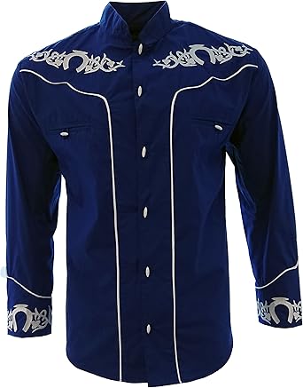 camisa azul manga larga hombre
