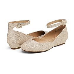 DREAM PAIRS Womens Low Wedge Ankle Strap Casual