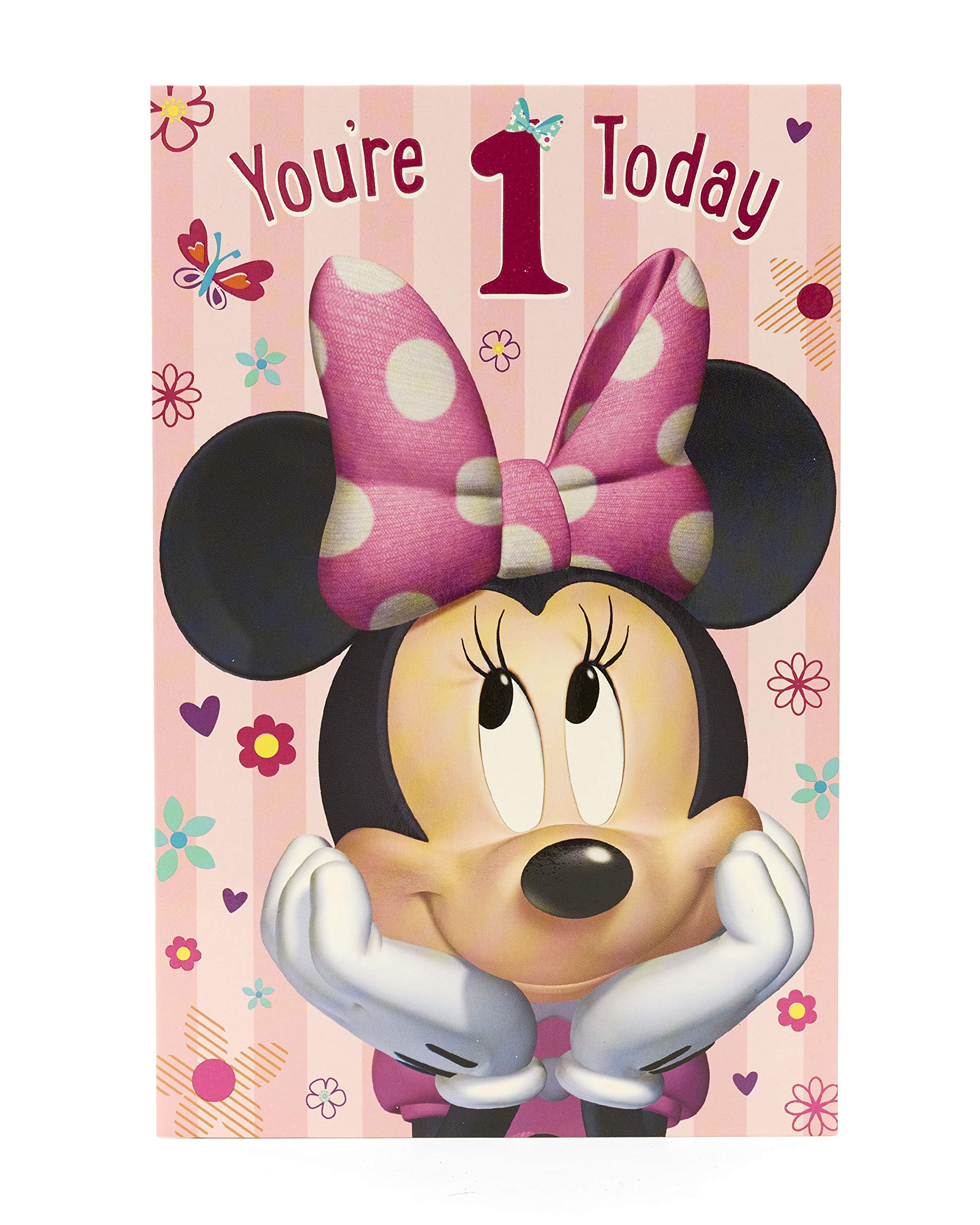 1st Birthday Card - 1st Birthday Card Girl - Disney Birthday Card - Minnie Mouse Design