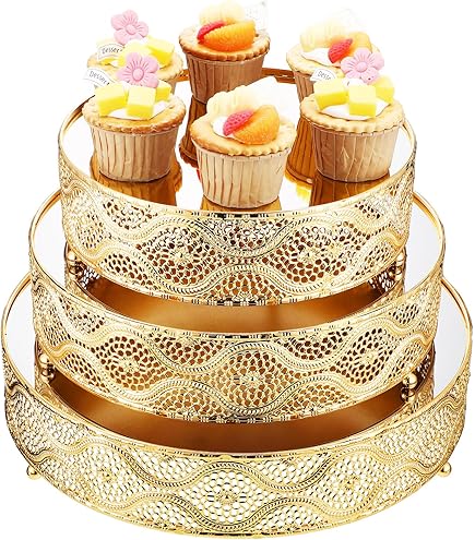 FEICTPOX Cake Stand, Metal Round Cupcake Dessert Stand - View #12