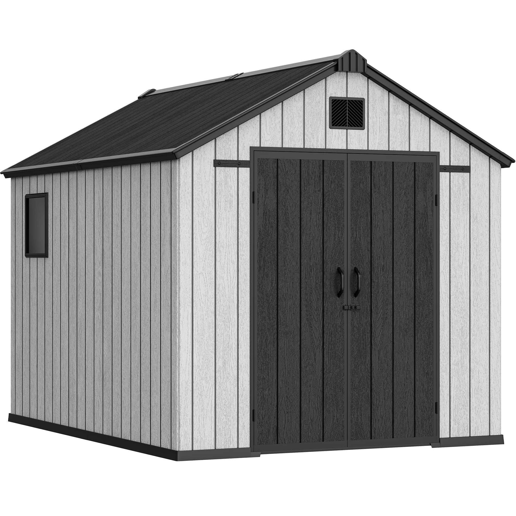 Photo 1 of ** missing parts only box #1 and # 4 is included **  YITAHOME 8x10 FT Outdoor Storage Shed with Lockable Door, Large 544 Cuft Resin Shed with Floor Roof Windows Vents, All-Weather Plastic Storage Shed Tool Organizer for Backyard Garden Patio Lawn, Gray