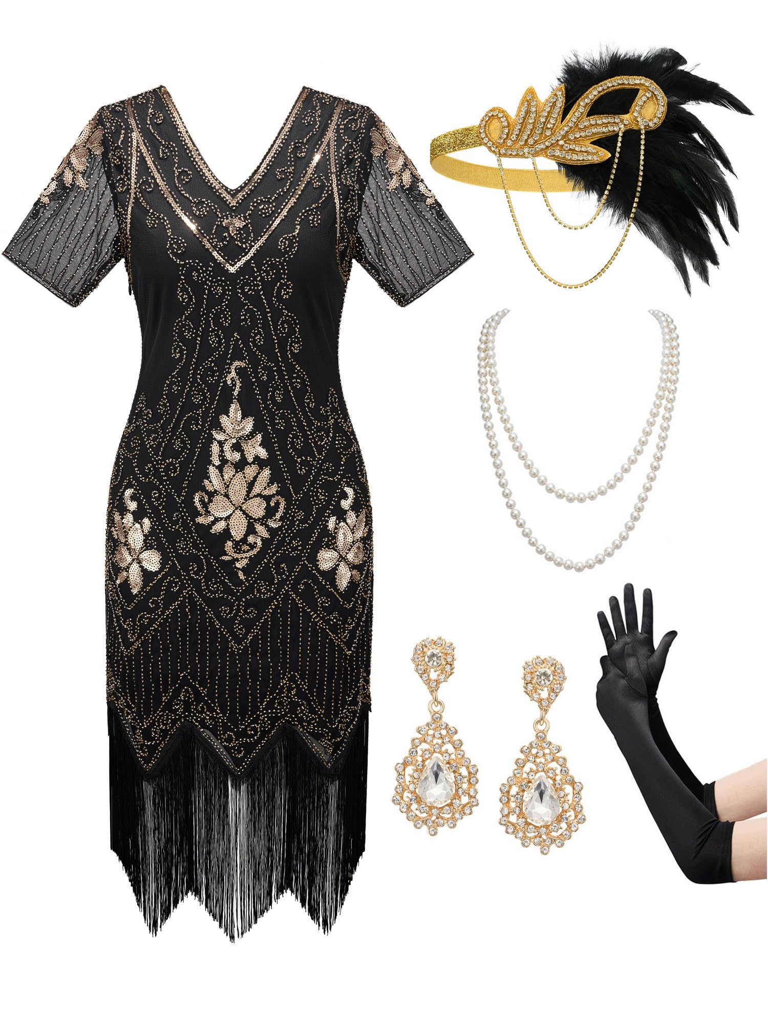 Roaring 20s Costume Women Deluxe 1920s Flapper Gatsby Costume - Foto 4