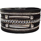 ARVATO Leopard Bracelet for Women (7.68”) Multi Layered Animal Cheetah Print Natural Stone Braided Boho Leather Wrap Bracelet Jewelry