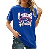 BEBNKGK Baseball Shirts for Women Game Day Sports Fan Tshirts Baseball Mama Oversized Printed Tees Short Sleeve Top(Blue,XL)