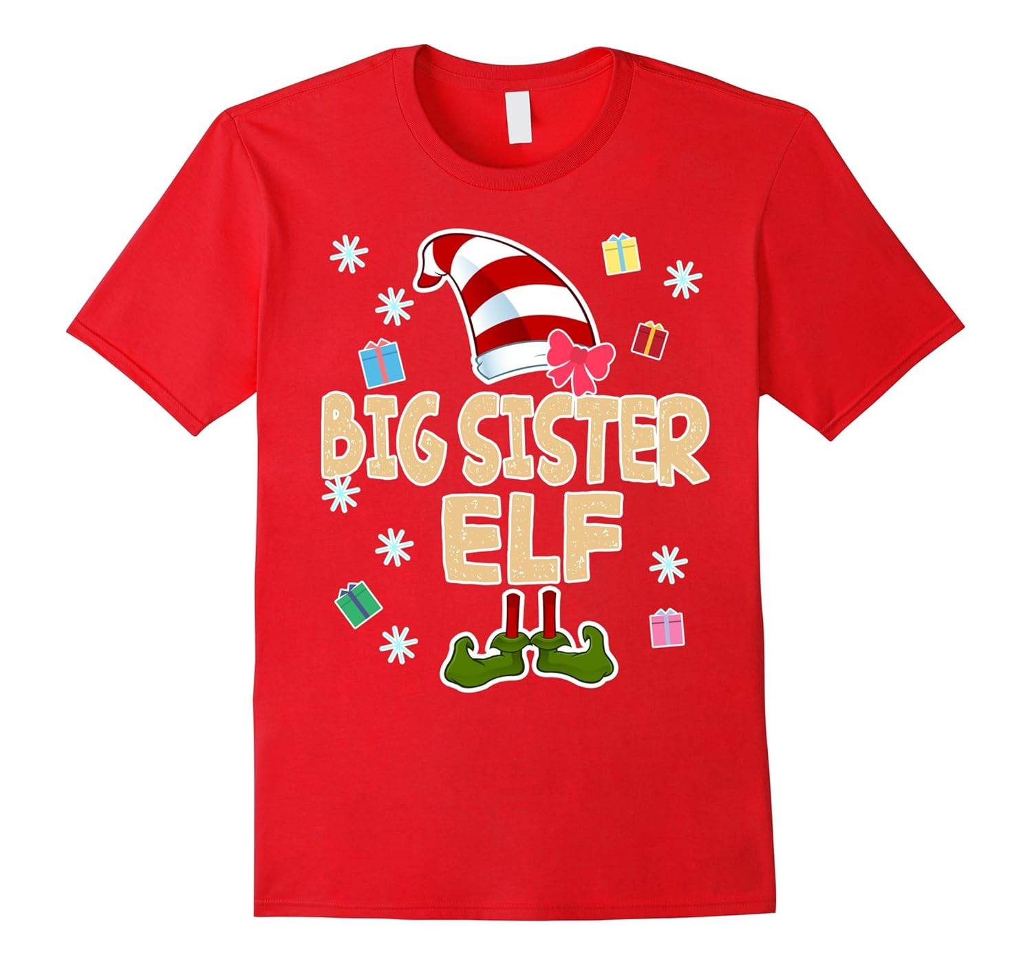 Big Sister Christmas Elf Costume T-Shirt Funny Gift Shirt-ANZ