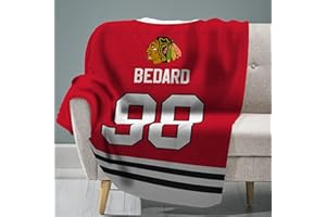 THE SLEEP SQUAD Sleep Squad Chicago Blackhawks Connor Bedard 60 x 80 Raschel Plush Blanket an NHL Throw