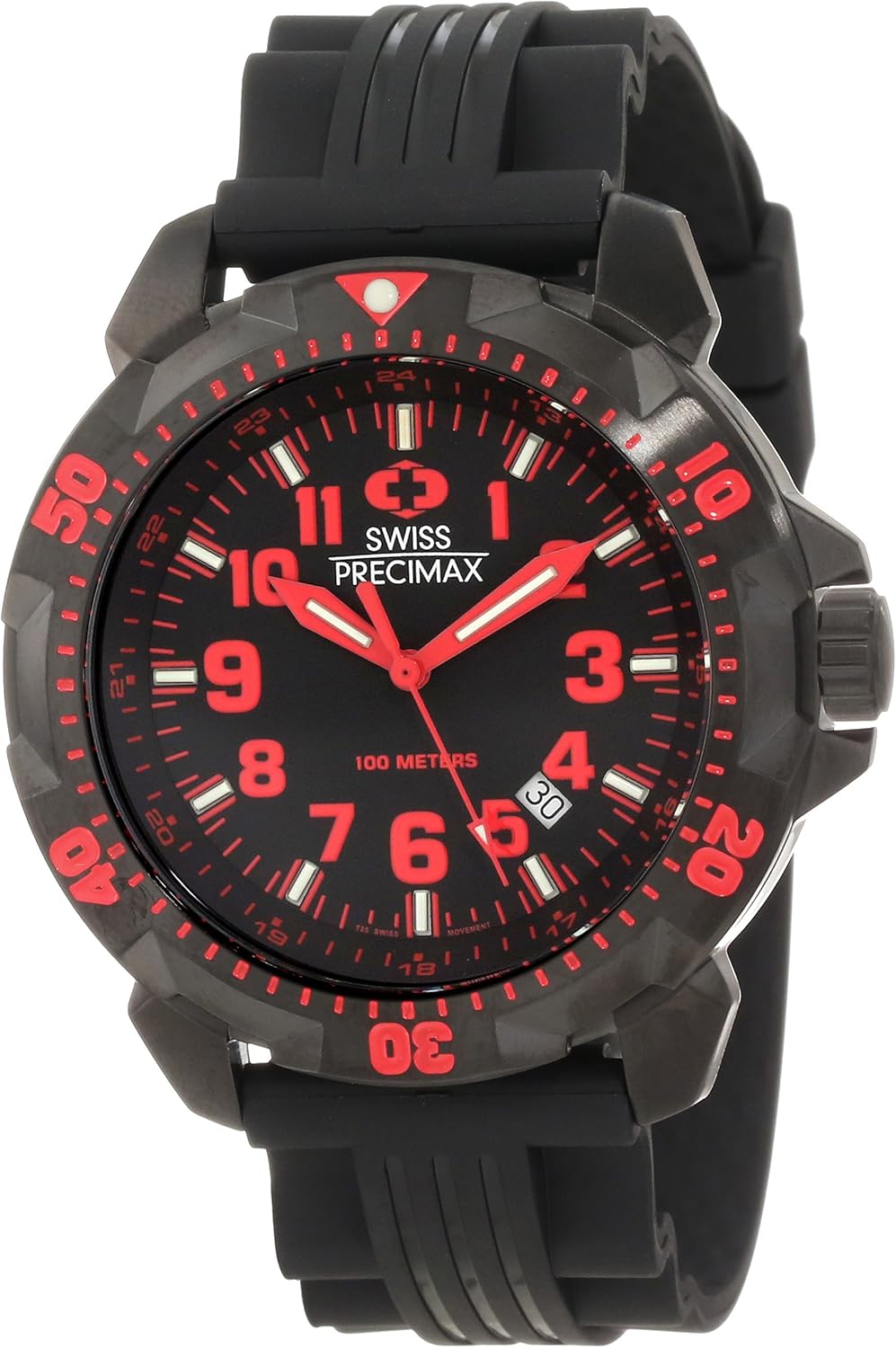 Swiss Precimax Men's SuperNova SP12112 Black Polyurethane Swiss Quartz Watch with Black Dial