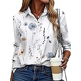 ZEAGOO Button Down Shirt for Women Long Sleeve Blouses Floral Printed Tops Business Casual Work Outfits S-XXL