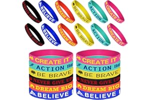 ASTARON 24 Pcs Motivational Silicone Wristbands Stretch Inspirational Rubber Bracelets for Men Women, 6 Styles