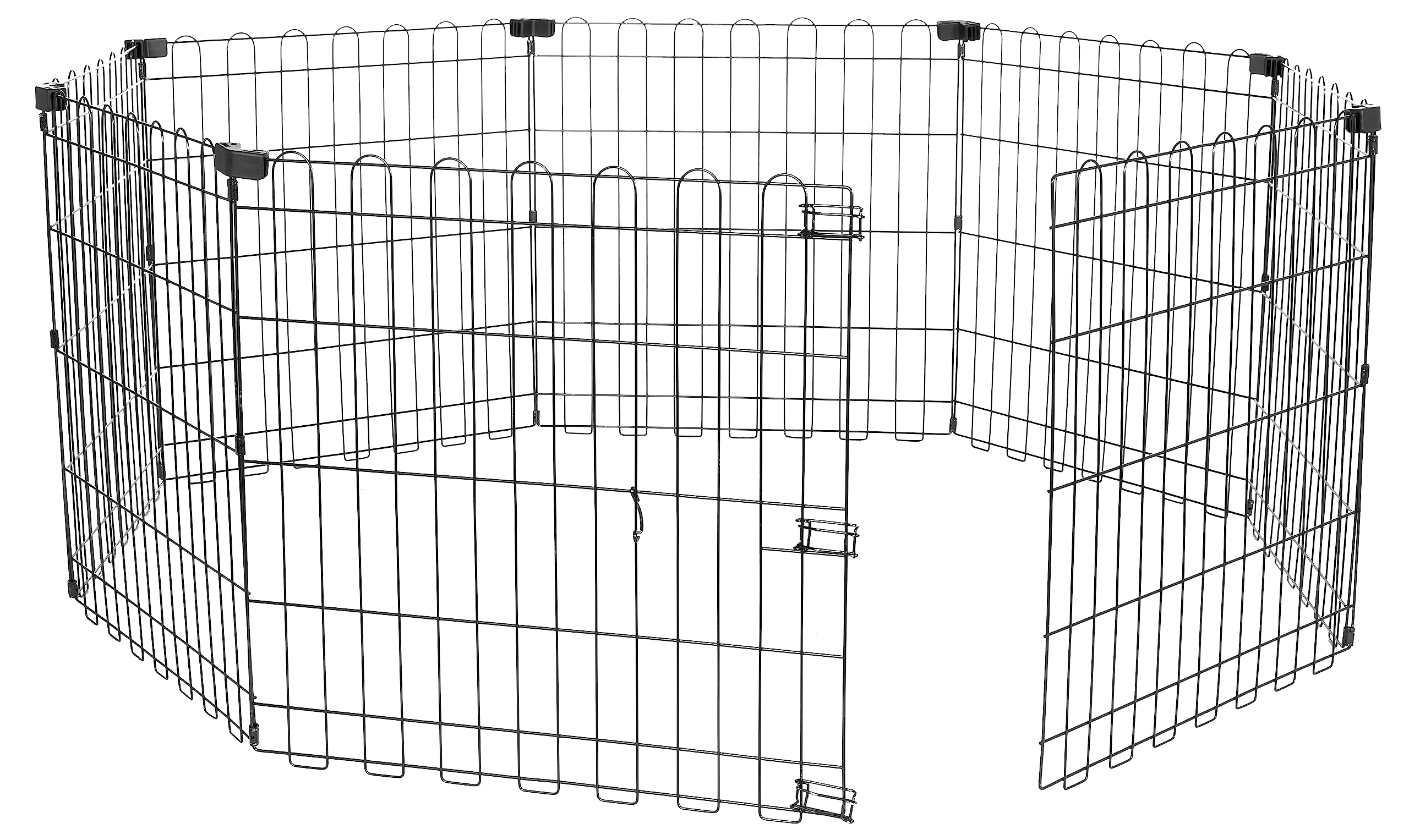Amazon Basics - Octagonal Foldable Metal Dog and Pet Exercise Playpen Without door, 24-inch (61 cm high), Black
