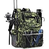 HXLGMD Fishing Backpack with Rod Holders, 43L Large Water Resistant Tackle Bag Storage Gear and Equipment with Cooler for Men Fishing, Camping, Hiking, Green