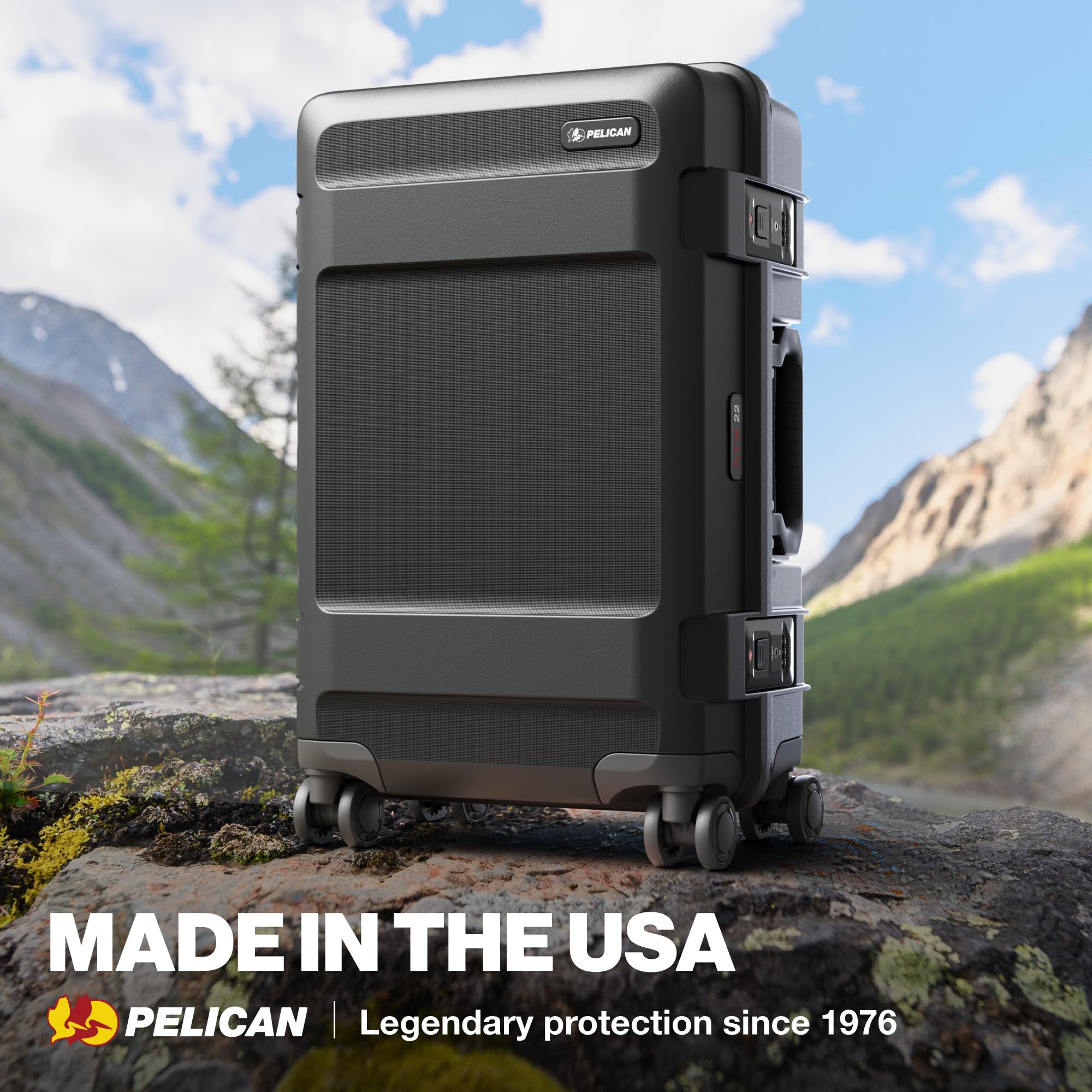 Pelican ATX Luggage - Hardside Carry On Luggage with Wheels - 22 Inch Carry On Bag - Airline Approved (Black)