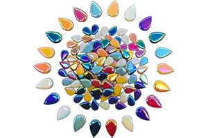 EDFLIFE Mosaic Tiles for Crafts, 7oz Iridescent Drop Mosaic Tiles for Art Crafts, Mosaic Making Kit for Projects, Ceramic Tiles for Adult DIY Hobbies Children Handmade Home Decoration