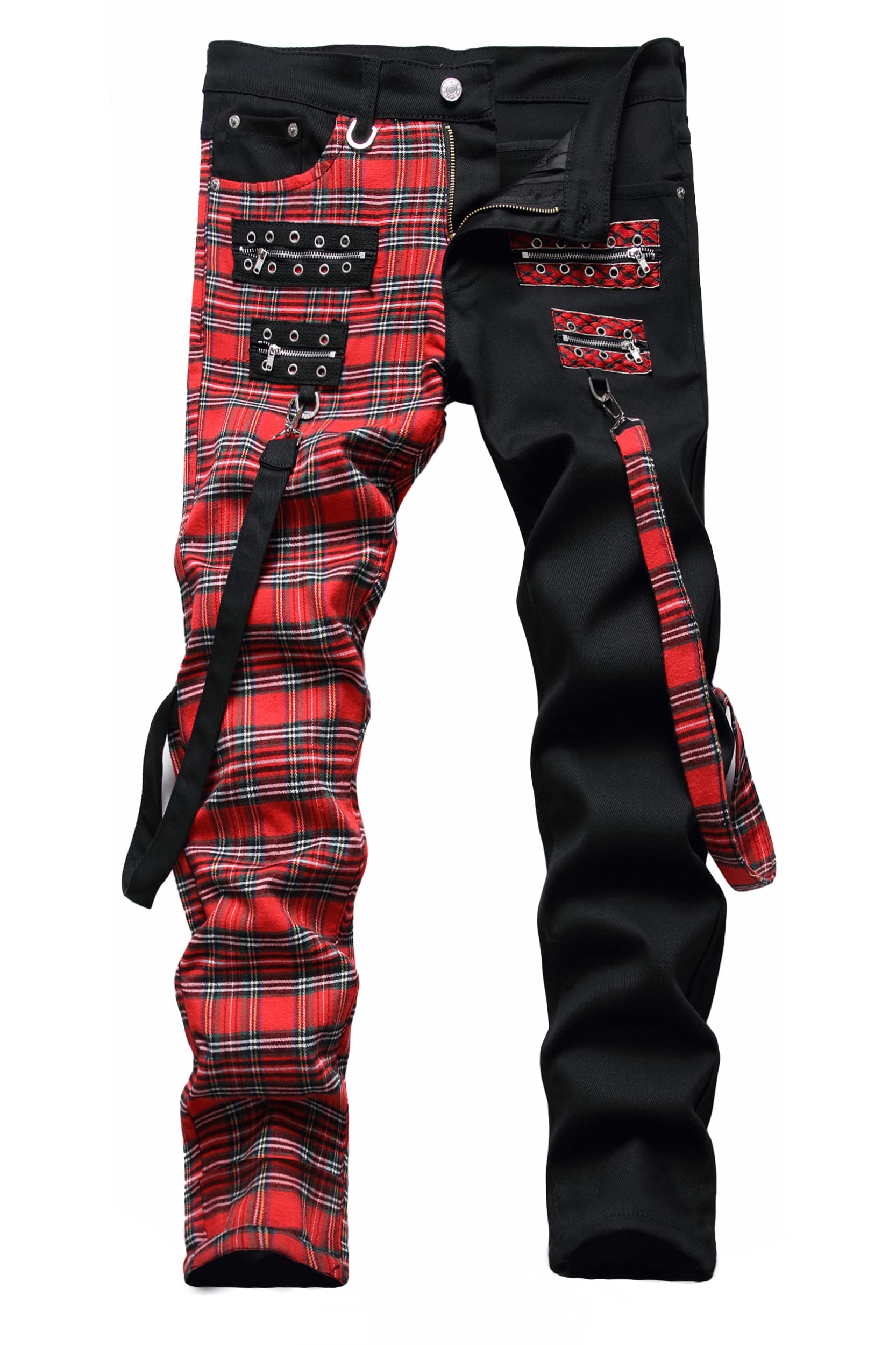 Baylvn Men's Designer Straight Slim Fit Patchwork Jeans Comfort Skinny Biker Denim Pants