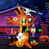 ILMULZ 8 Ft x 7 Ft Halloween Tree Inflatable Extra Wide, Lighted Halloween Outdoor Inflatables Decorations,Blow Up Scary Dead Tree with Ghosts Pumpkins & Witch for Garden Lawn Yard