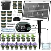 Solar Drip Irrigation System Kit, Auto Plant Waterer for 15 Pots