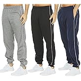 DARESAY Mens 3 Pack Dry Fit Fleece Athletic Workout Jogger Sweatpants for Men with Pockets and Drawstring Size S-3XL