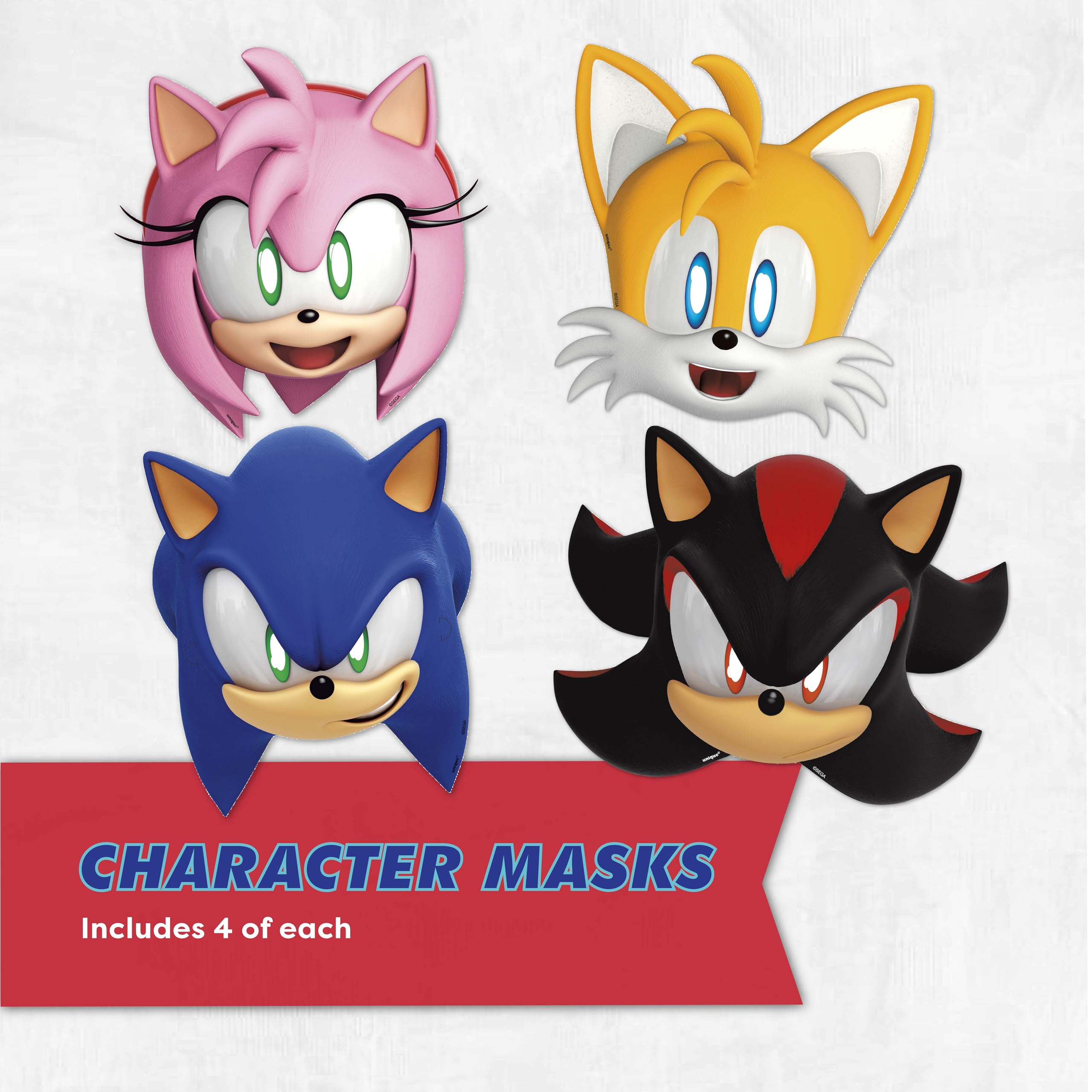 Sonic Birthday Party Decorations for 16 | Banner, Tablecloth, Plates and Napkins, Masks, Sticker | Sonic Party Decorations | Officially Licensed