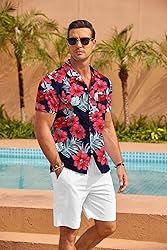 COOFANDY Mens Summer Beach Shirts Hawaiian Tropical