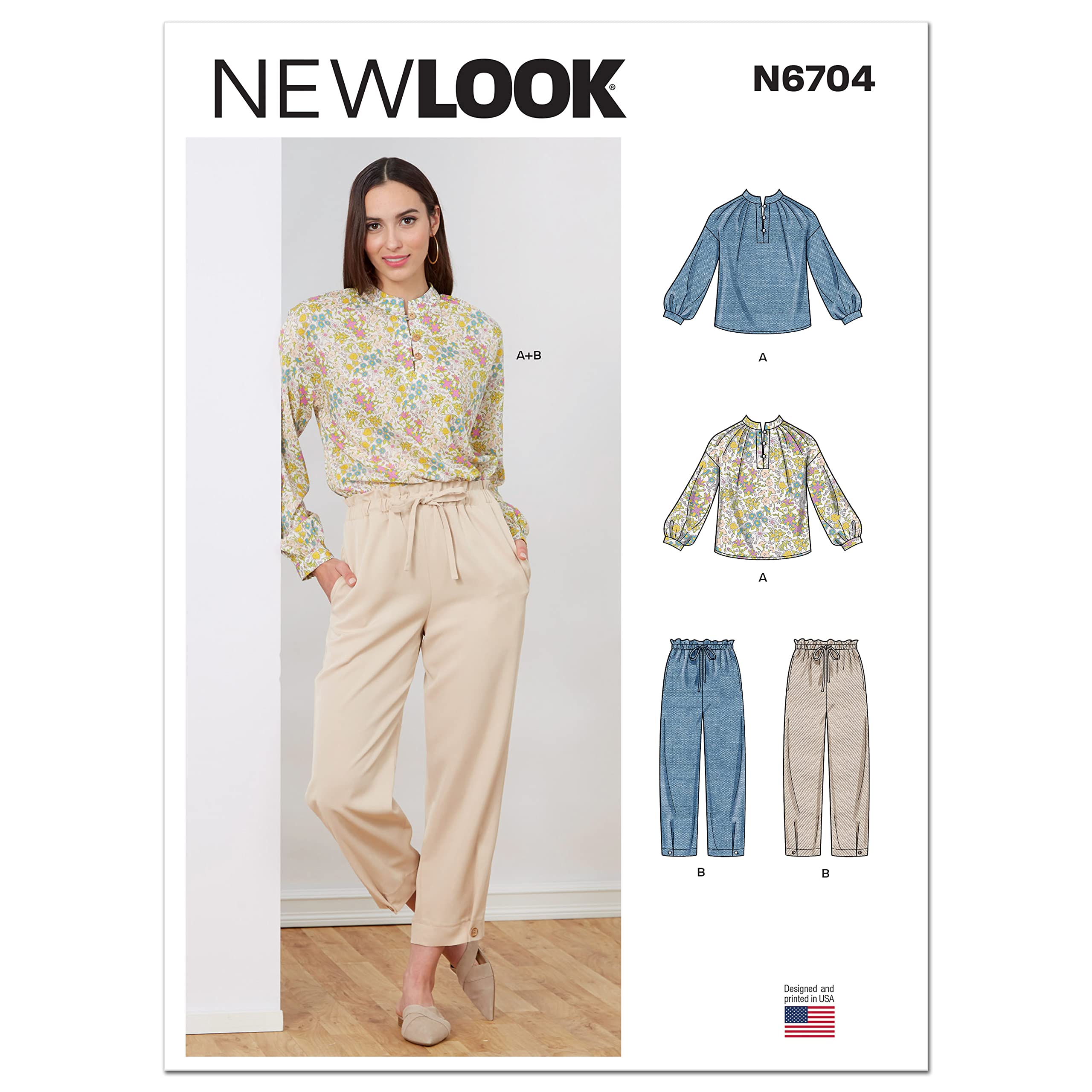 New Look Sewing Pattern N6704 Misses' Top and Pull-On Pant, 8-10-12-14-16-18-20