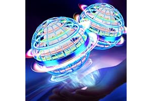 NWLAEWR Flying Orb Ball Toy, Hand Controlled Hover Ball with LED Lights, 360° Rotating Boomerang Globe, Mini Drone Spinner for Kids, Ideal Birthday & Festival Gift for Boys Girls, 2 Pack - Blue&Blue