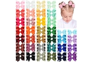 CHOICBABY 70 Pieces Hair Bows for Girls 3 Inch Grosgrain Ribbon Toddler Hair Accessories with Alligator Clips for Toddlers Baby Girls Kids Teens