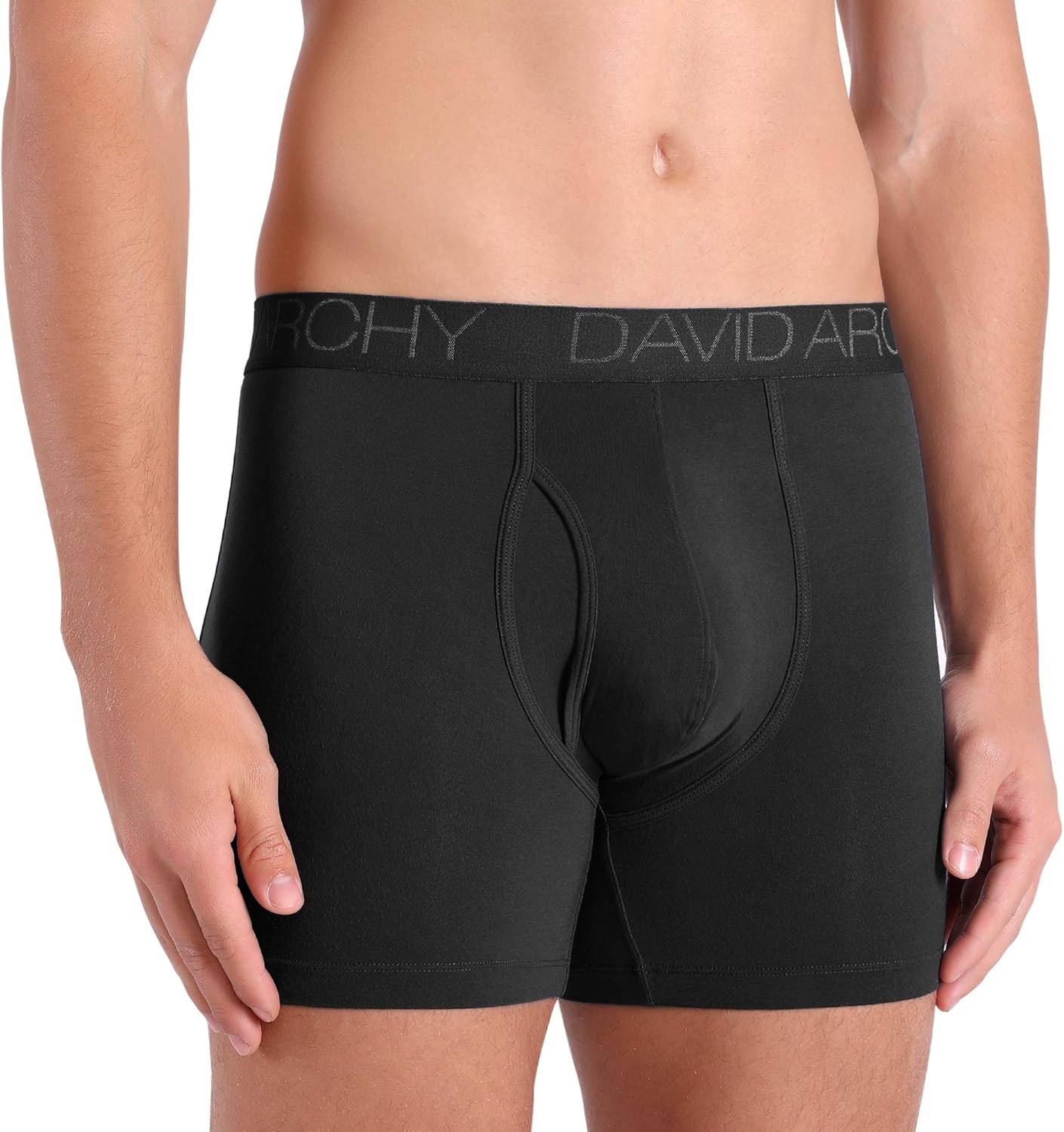DAVID ARCHY Men's Underwear Breathable Boxer Briefs Bamboo Rayon Trunks with Fly in 3 or 4 Pack: Clothing