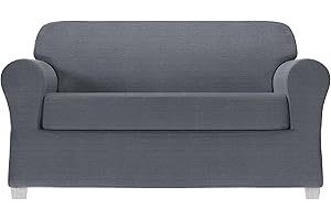 Zenna Home Chenille Stretch Loveseat Slipcover, Cadet Blue – 2-Piece Soft and Stretchable Slipcover for Loveseats, Wrinkle-Resistant Fabric, Easy Fit and Protection for Everyday Use