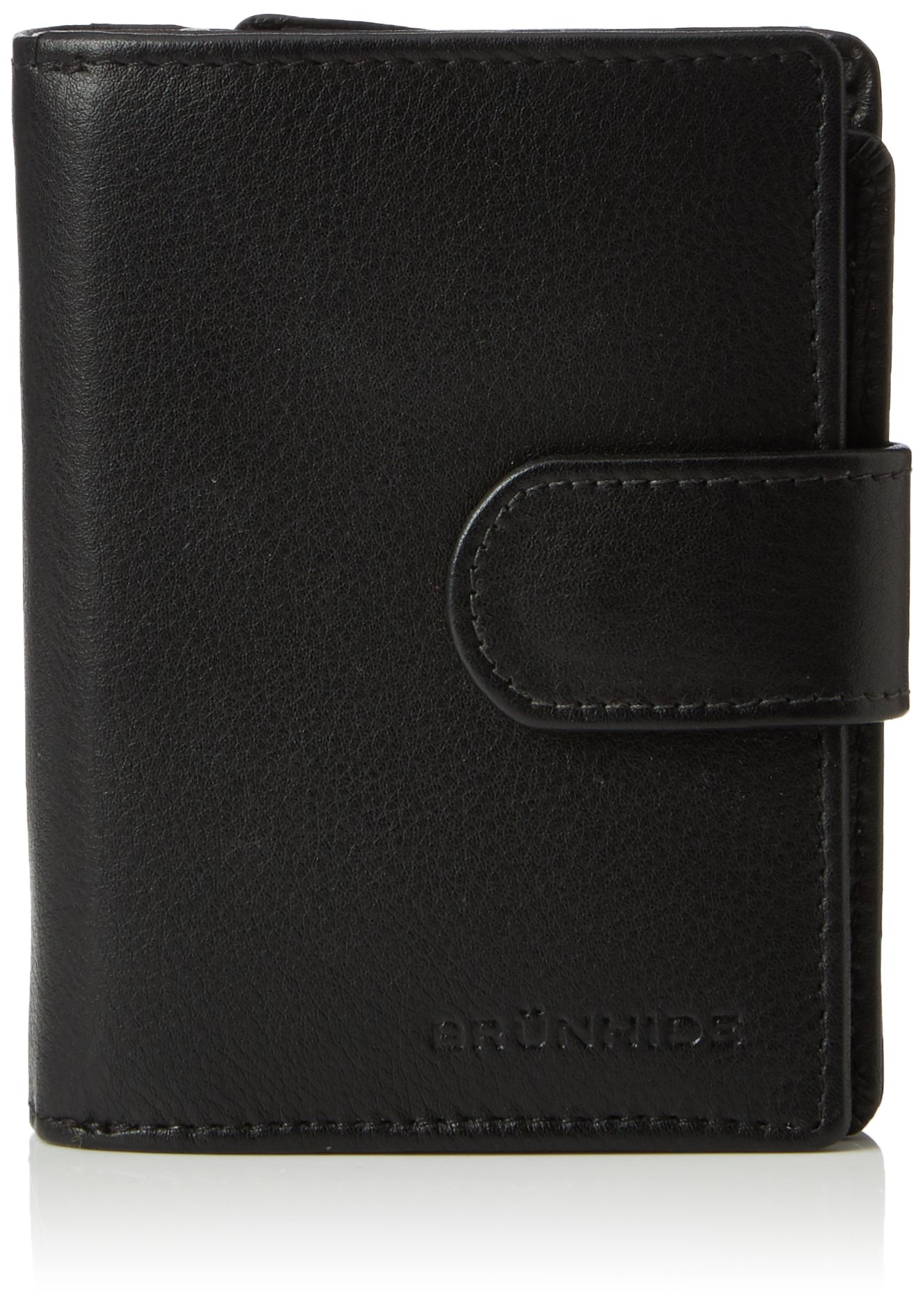 Brunhide Leather Purse Women - RFID Protection - Zip Round Design with Tab Fastener # 204-300 [Black]