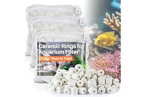 Sukh 3 Bags Ceramic Rings for Aquarium Filter - 425g Bio Ceramic Media Balls Replacement Biological Material Remover for Aquarium,Fish Tank,Pond,Canister Filter with 3 Mesh Bags