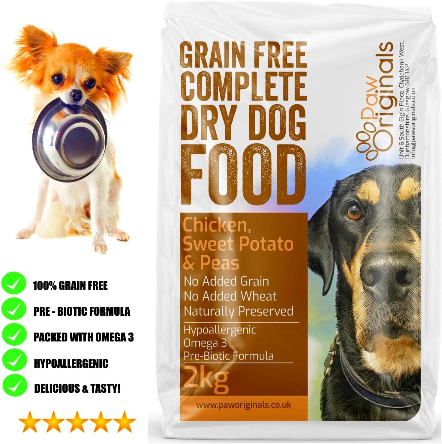 100% Grain Free Complete Dry Dog Food - Chicken, Sweet Potato & Peas - Pre-Biotic Formula - Omega 3 - Hypoallergenic - Promotes Coat, Skin, Joint and Brain Health - Perfect For Sensitive Stomachs - Image 3