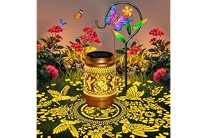 YEUAGO Christmas Gifts for Women Hummingbird Solar Lantern with Butterfly Shepherd Hook, Mom Gifts for Mothers Day & Birthday, Hummingbird & Butterfly Design, Outdoor Waterproof Metal Decor for Yard, Patio